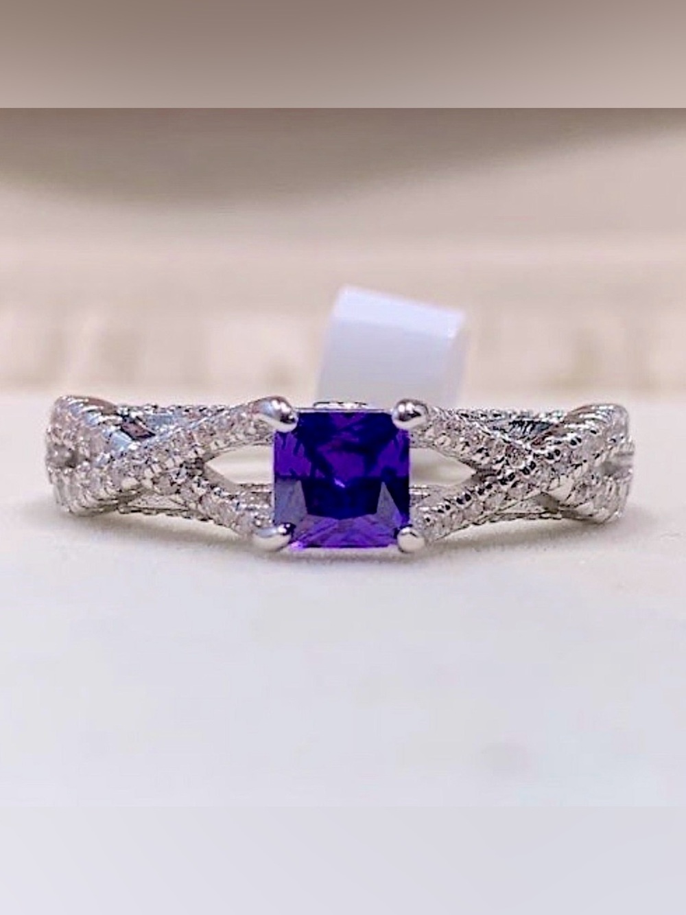 Ring Bomb Party Amethyst and White Topaz Ring - Size 9